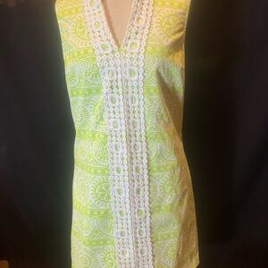 Mud Pie Lime and White V-Neck Dress
